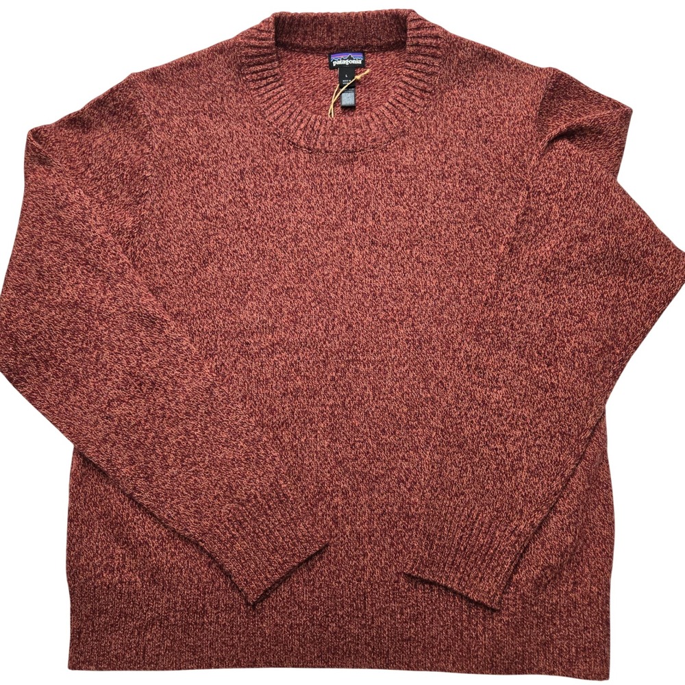 Patagonia Womens Large Recycled Wool-Blend Crewneck Sweater Dark Ruby Red Luxury